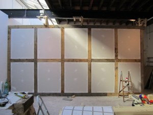 Rupert Ackroyd / Alison Turnbull, work under construction, Russian Club Gallery. Photo © Alison Turnbull, 2011