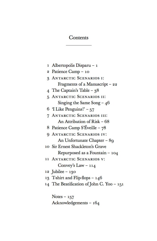 Shackleton’s Man Goes South by Tony White, contents page